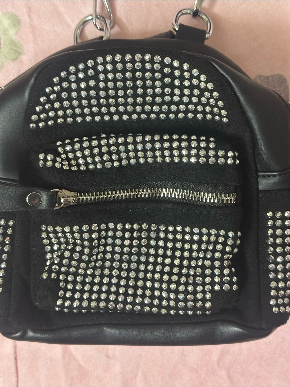 Black Studded Mini Backpack Convertible Crossbody Bag